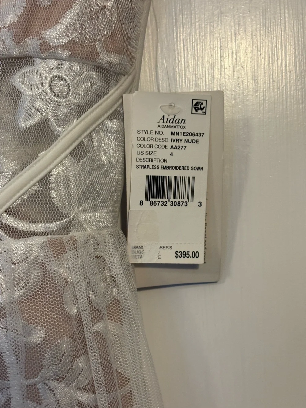 Aidan Mattox Lace Overlay Strapless Evening or Bridal Gown - Picture 7 of 13